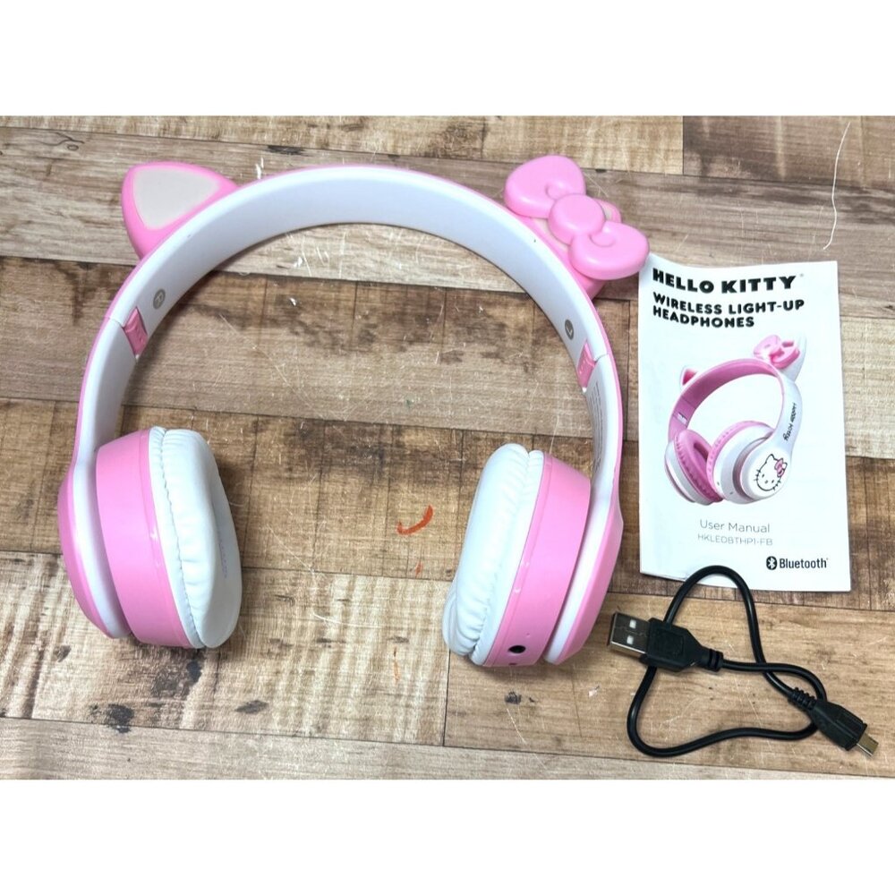 Hello Kitty Wireless Light-Up Bluetooth Headphones With Cat Ear Design